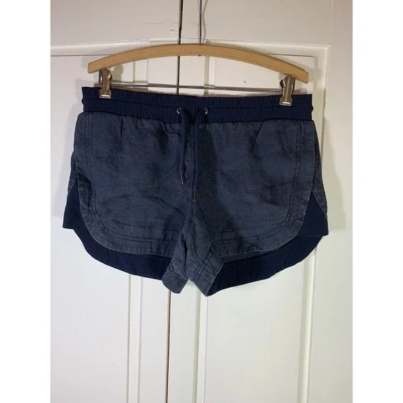 Athleta Linen Beachside‎ Bali Shorts Women's 8Blue Faded Camo 3" 211109 Pull On - Picture 2 of 12